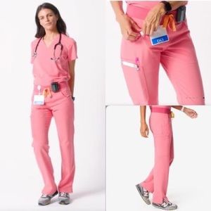 Neon Pink FIGS Scrub Set